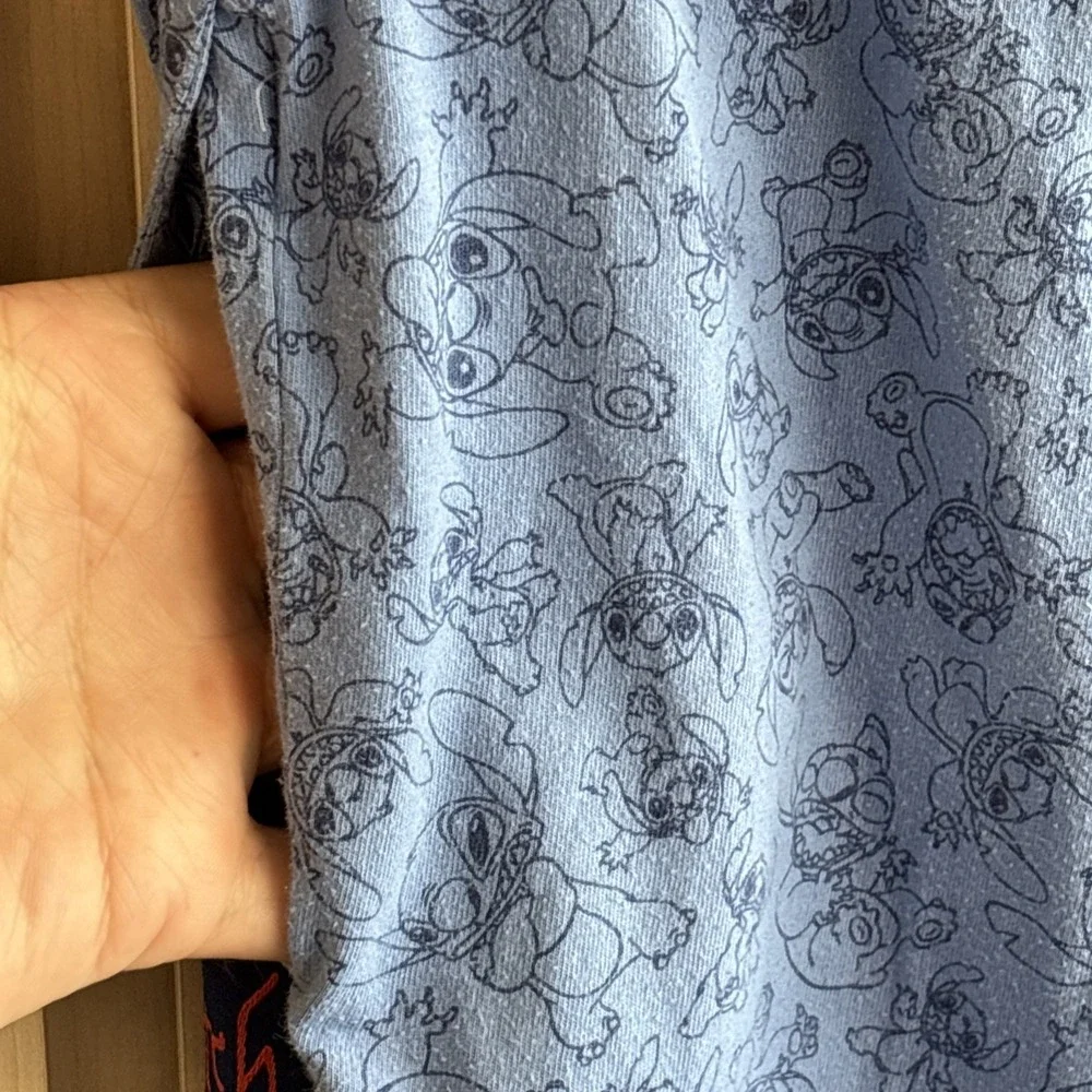 Disney Parks Authentic Lilo and Stitch Joggers ADULT Small Blue Pants Pajamas - Picture 5 of 8